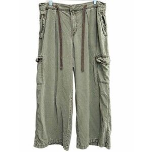 Maurices Olive Green Wide Leg Lyocell Cotton Cargo Pants XL Reg